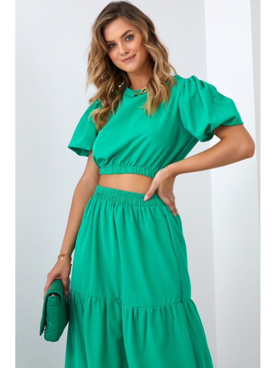 Women\'s summer set, green blouse and skirt FG647 - Online store - Boutique